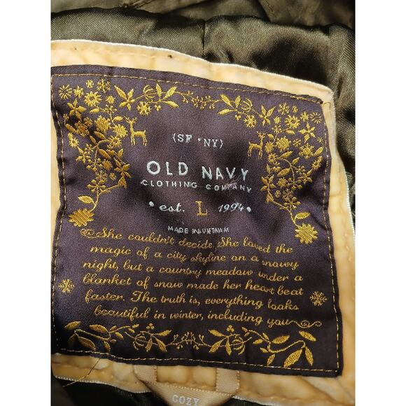 Old Navy Parka L Brown Coat Fur Trim Hood Warm Lined Winter Jacket Gorp Preppy - Picture 14 of 16